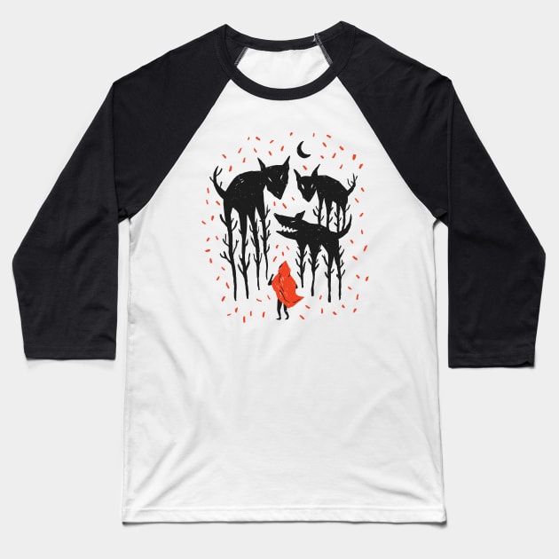 RED RIDING HOOD ILLUSTRATION Baseball T-Shirt by madeinchorley